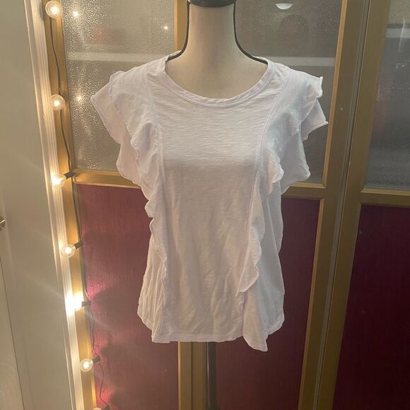 Veronica Beard jeans ruffle T-shirt, L - Picture 6 of 10